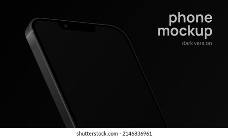 Total Black Advertisement Banner. Smartphone in Rotated Position. Dark Mockup. Vector illustration