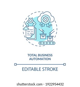 Total business automation concept icon. Industry 4.0 goal idea thin line illustration. Increasing efficiency and streamline processes. Vector isolated outline RGB color drawing. Editable stroke