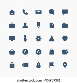 Total business vector icon set - different symbols on the light background.