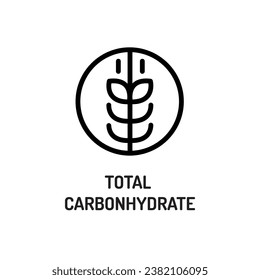 Total carbohydrates line black icon. Nutrition facts. 