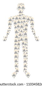 Total control eye pyramid human representation. Vector total control eye pyramid icons are formed into human mosaic.