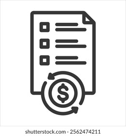 Total Cost Outline Icon Vector Illustration