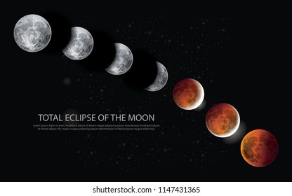Total Eclipse of the Moon Vector illustration