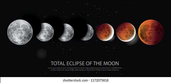 Total Eclipse of the Moon Vector illustration