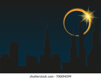 Total eclipse of the sun in the city.