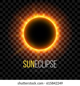 Total Eclipse of the Sun with Corona on Transparent Background. Digital Artwork Creative Graphic Design. Vector Illustration.