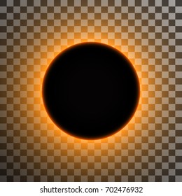 Total eclipse of the sun isolated on transparent background. Vector illustration.