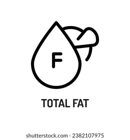 Total fat line black icon. Nutrition facts. 