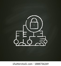 Total lockdown chalk icon. New normal concept. Quarantine in city. Staying home, social isolation. New life after covid19 outbreak. Pandemic time influence. Isolated vector illustration on chalkboard