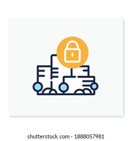 Total lockdown color icon. New normal concept. Quarantine in city. Staying home, social isolation. New life after covid19 outbreak. Pandemic time influence. Isolated vector illustration