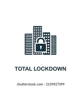 Total Lockdown icon. Monochrome simple Quarantine icon for templates, web design and infographics
