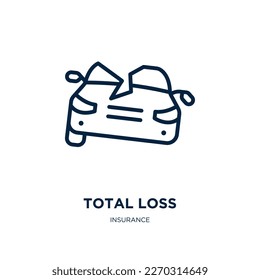 total loss icon from insurance collection. Thin linear total loss, loss, total outline icon isolated on white background. Line vector total loss sign, symbol for web and mobile