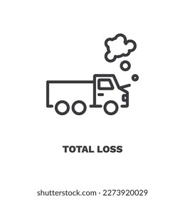 Totalverlust-Symbol. Dünne Linie Totalverlust Symbol aus Versicherungs- und Coverage-Sammlung. Rahmenvektor einzeln auf weißem Hintergrund. Editierbares Totalverlustsymbol kann im Web und mobil verwendet werden