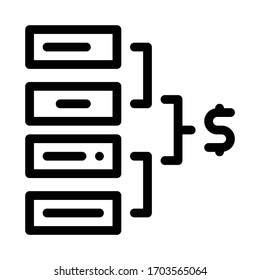 total money icon vector. total money sign. isolated contour symbol illustration