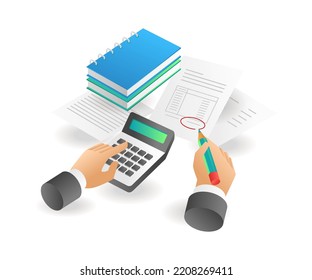 Total monthly income in isometric flat illustration