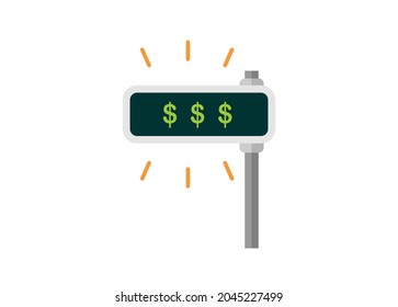 Total Price Displayed On Cashier Machine Screen. Simple Flat Illustration.