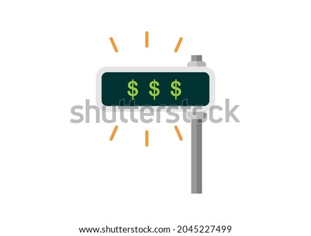 Total price displayed on cashier machine screen. Simple flat illustration.