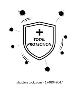 Total Protection Shield Icon From Virus Illustration Vector Design