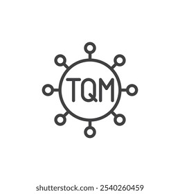 ícone de linha Total Quality Management. sinal de estilo linear para conceito móvel e web design. Ícone do vetor da estrutura de tópicos do gerenciamento de qualidade total. Símbolo, ilustração de logotipo. Gráficos vetoriais