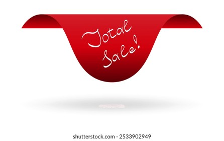 Total da venda. Banner, desconto, promoção, vermelho, fita, compras, oferta, marketing, varejo, comércio eletrônico, liberação, preço, especial, publicidade, evento, negócio, campanha.