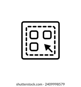 Total Selection Control Line Icon. Complete choice grid button icon in black and white color.