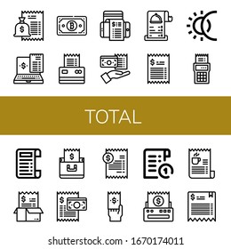 total simple icons set. Contains such icons as Bill, Receipt, Eclipse, can be used for web, mobile and logo