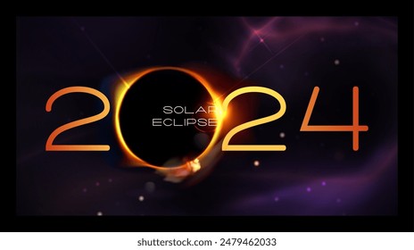 Total solar eclipse 2024.Concept composition of the  on the theme of astronomy, with a  eclipse of the sun. Modern realistic vector illustration on space background