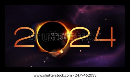 Total solar eclipse 2024.Concept composition of the  on the theme of astronomy, with a  eclipse of the sun. Modern realistic vector illustration on space background
