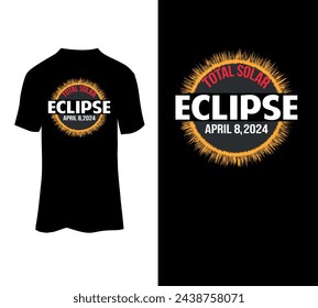 Total Solar Eclipse April 8, 2024 Vector t-shirt template for sale.