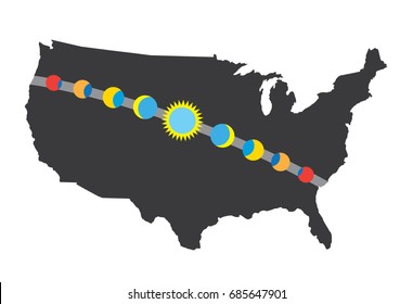 Total Solar Eclipse Icon August 21, 2017 - route map way