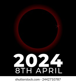 Total Solar Eclipse in Texas 8th April 2024 vector illustration, solar eclipse in Texas, 8 April, eclipse