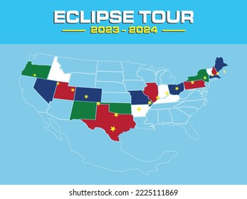 Mapa interactivo del Total Solar Eclipse Tour 2023-2024