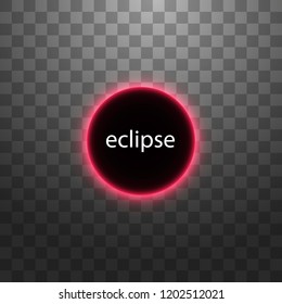 Total solar eclipse vector illustration on transparent background. Full moon shadow sun eclipse with corona vector illustration
