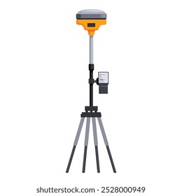 Total station geodetic device on tripod is scanning and measuring on white background