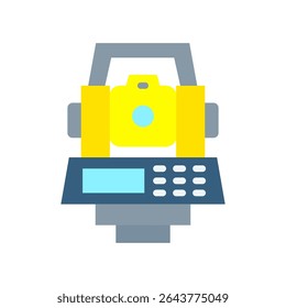 Total Station Icon Flat Vector Illustration