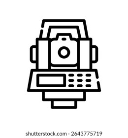 Total Station Icon Line Vector Illustration