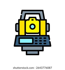 Total Station Icon Lineal Color Vector Illustration
