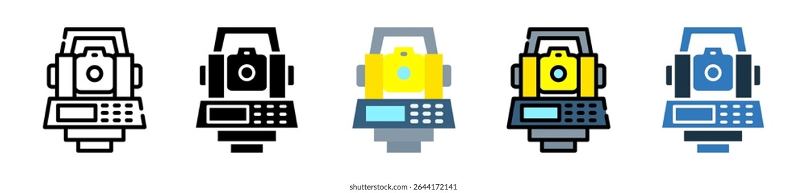 Total Station Icon Multiple Style Vector Illustration