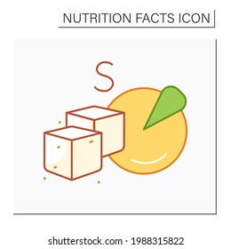 Total Sugar Color Icon. Sugar Carbohydrate. Macronutrients. Nutrition Facts. Healthy, Balanced Nutrition Concept. Diet.Isolated Vector Illustration