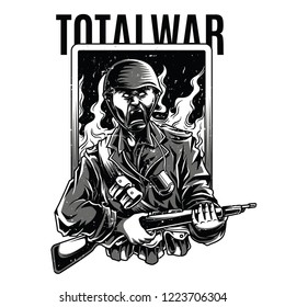 Total War Black n White Illustration