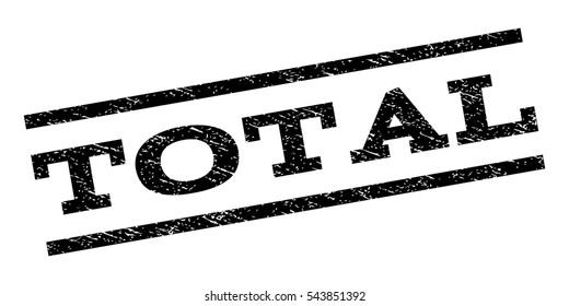 Total watermark stamp. Text tag between parallel lines with grunge design style. Rubber seal stamp with dust texture. Vector black color ink imprint on a white background.
