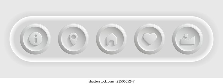 Total White Icons. Set of Different Buttons. Vector illustration