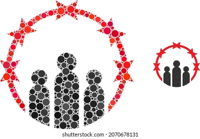 Totalitarism vector composition of small circles in different sizes and color tints. Small circles are combined into totalitarism vector composition. Abstract vector design concept.