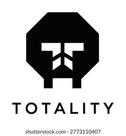 Totality logo with octagon shape and stylized letter T design icon