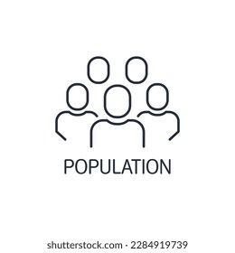 Die Gesamtheit der Menschen. Bevölkerung. Demografie. Lineares Vektorsymbol einzeln auf weißem Hintergrund.