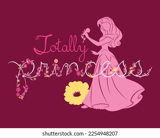 Totally princess badge illustration with flower and floral design