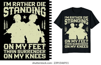 Totally unique, attractive veteran t-shirt design. A bit of grunge effect is used in these designs which makes the designs more attractive.
