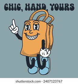 Tote bag character Design With Slogan Chic, Hand, Yours
