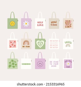 Tote bag. Cotton, eco friendly textile bag. Vector