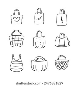 Tote bag doodle line vector illustration